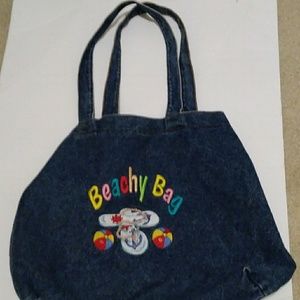 beach bag gray denim South tag.